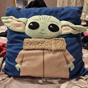 Star Wars Grogu Plush Cushion - Blue and Green